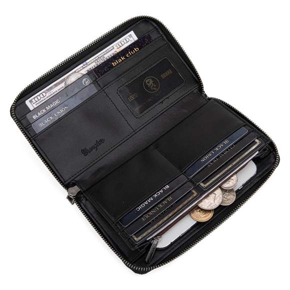 Wrangler Paisley Pattern Dual Sided Print Tote + Wallet Turquoise - Picture 8 of 8